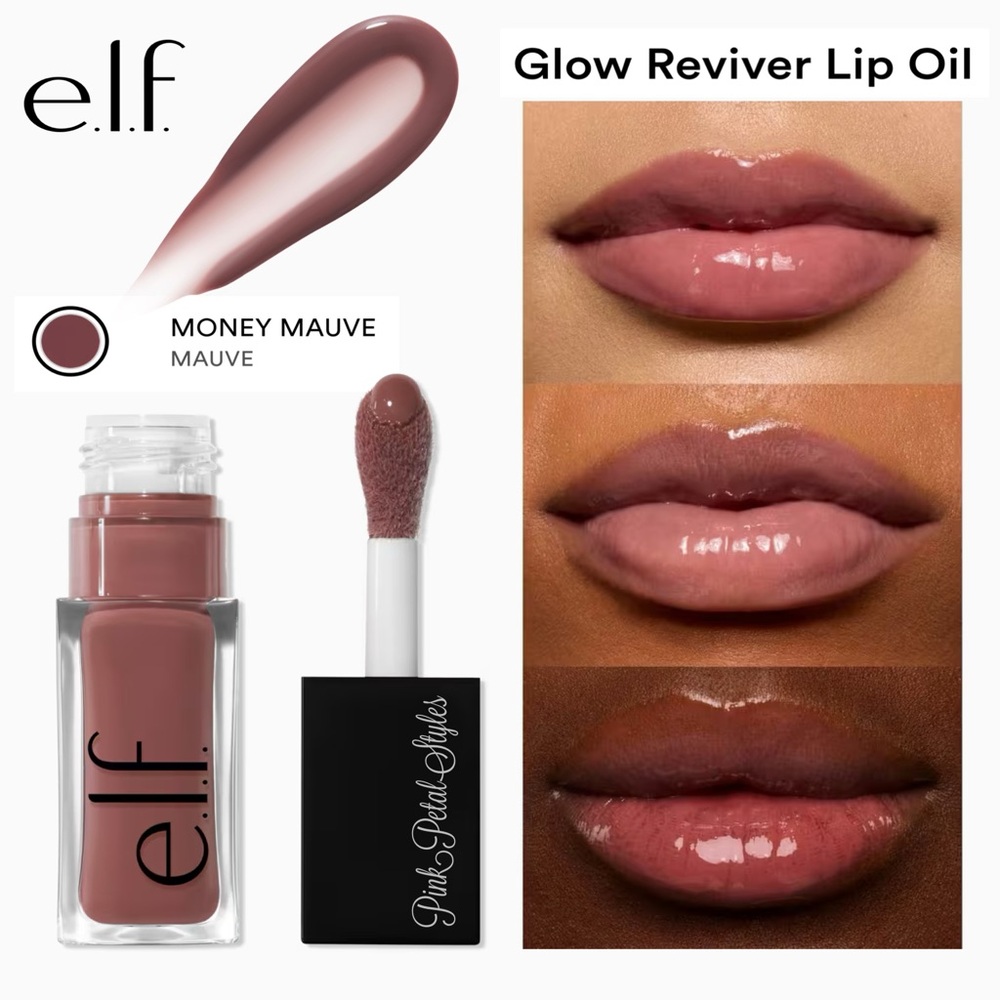 e.l.f. Glow Reviver Lip Oil - Money Mauve - Infused With Apricot Oil